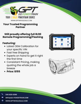 8L90 Remote Programming $155